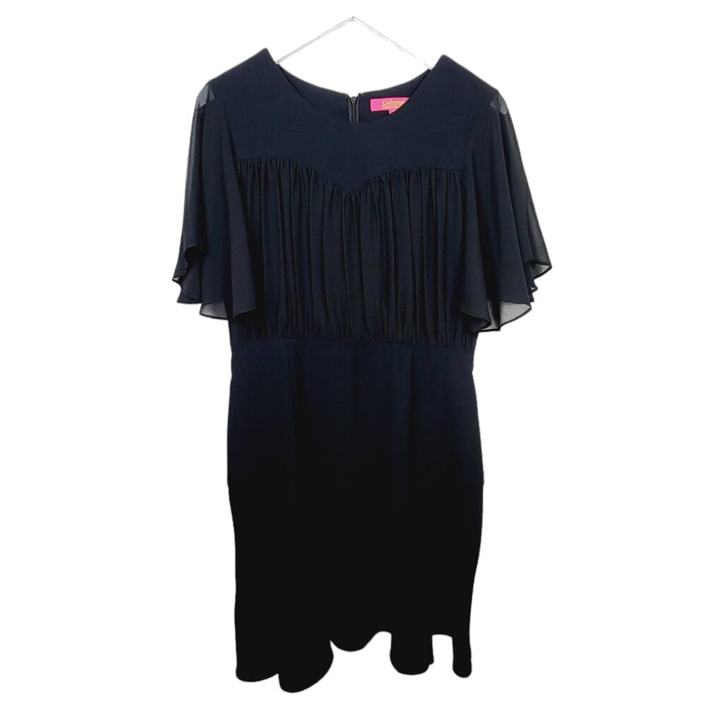 Catherine Malandrino Black Pleated Chiffon Bodice Fit & Flare Dress - Size 8